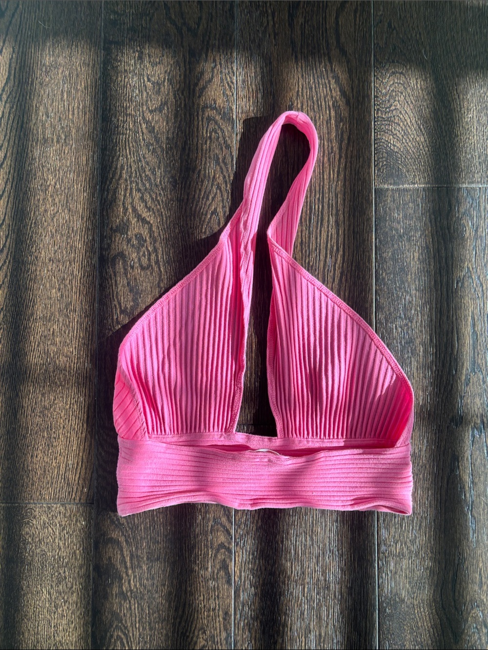 Callahan Pink Ribbed Halter Crop Top - Picture 3 of 5